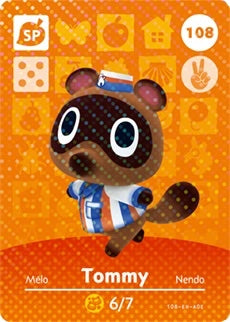 TOMMY #108 ANIMAL CROSSING Series 2 AUTHENTIC Nintendo Amiibo Card US VERSION