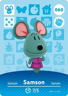 SAMSON #060 ANIMAL CROSSING Series 1 AUTHENTIC Nintendo Amiibo Card US VERSION