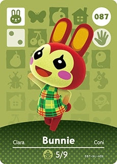 BUNNIE #087  ANIMAL CROSSING Series 1 AUTHENTIC Nintendo Amiibo Card US VERSION