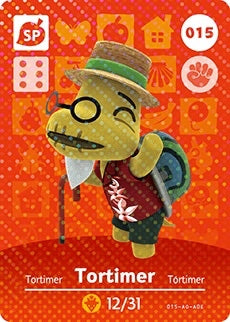 TORTIMER #015   ANIMAL CROSSING Series 1 AUTHENTIC Nintendo Amiibo Card US VERSION