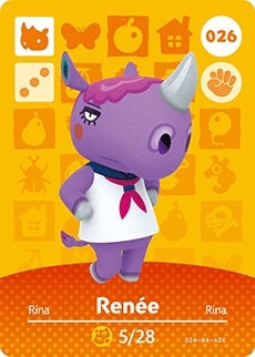 RENEE #026 ANIMAL CROSSING Series 1 AUTHENTIC Nintendo Amiibo Card US VERSION