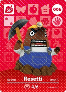 RESETTI # 006  ANIMAL CROSSING Series 1 AUTHENTIC Nintendo Amiibo Card US VERSION