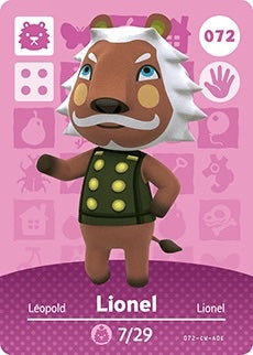 LIONEL #072 Animal Crossing Series 1 AUTHENTIC Nintento Amiibo Card US VERSION