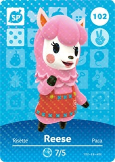 REESE #102 ANIMAL CROSSING Series 2 AUTHENTIC Nintendo Amiibo Card US VERSION