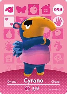 CYRANO #094 ANIMAL CROSSING Series 1 AUTHENTIC Nintendo Amiibo Card US VERSION