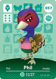 PHIL #057  ANIMAL CROSSING Series 1 AUTHENTIC Nintendo Amiibo Card US VERSION