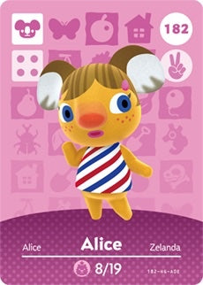 ALICE #182 ANIMAL CROSSING Series 2 AUTHENTIC Nintendo Amiibo Card US VERSION