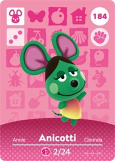 ANICOTTI #184 ANIMAL CROSSING Series 2 AUTHENTIC Nintendo Amiibo Card US VERSION