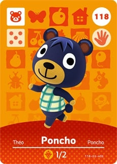 PONCHO #118 ANIMAL CROSSING Series 2 AUTHENTIC Nintendo Amiibo Card US VERSION