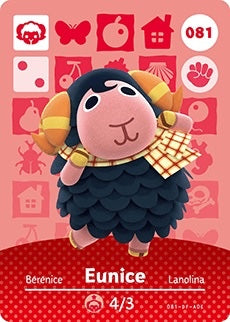 EUNICE #081 Animal Crossing Series 1 AUTHENTIC Nintento Amiibo Card US VERSION