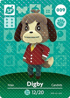 DIGBY #009  ANIMAL CROSSING Series 1 AUTHENTIC Nintendo Amiibo Card US VERSION