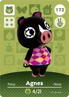 AGNES #172 ANIMAL CROSSING Series 2 AUTHENTIC Nintendo Amiibo Card US VERSION