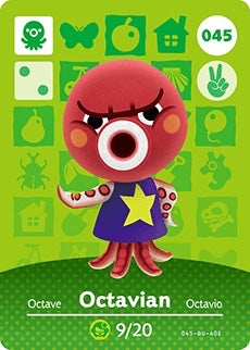 OCTAVIAN #045 Animal Crossing Series 1 AUTHENTIC Nintento Amiibo Card US VERSION