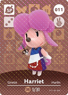 HARRIET #011  ANIMAL CROSSING Series 1 AUTHENTIC Nintendo Amiibo Card US VERSION