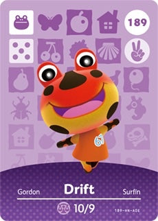 DRIFT #189 ANIMAL CROSSING Series 2 AUTHENTIC Nintendo Amiibo Card US VERSION