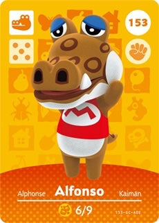 ALFONSO #153 ANIMAL CROSSING Series 2 AUTHENTIC Nintendo Amiibo Card US VERSION