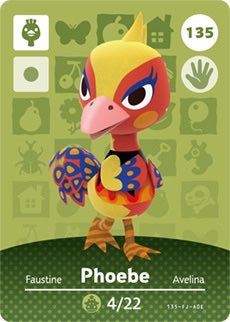 PHOEBE #135 ANIMAL CROSSING Series 2 AUTHENTIC Nintendo Amiibo Card US VERSION