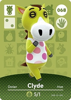 CLYDE #068 ANIMAL CROSSING Series 1 AUTHENTIC Nintendo Amiibo Card US VERSION