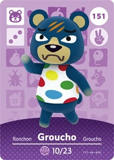 GROUCHO #151 ANIMAL CROSSING Series 2 AUTHENTIC Nintendo Amiibo Card US VERSION