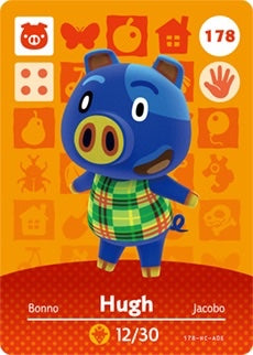 HUGH #178 ANIMAL CROSSING Series 2 AUTHENTIC Nintendo Amiibo Card US VERSION