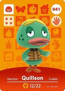 QUILLSON #041 ANIMAL CROSSING Series 1 AUTHENTIC Nintendo Amiibo Card US VERSION