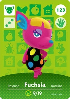 FUCHSIA #123 ANIMAL CROSSING Series 2 AUTHENTIC Nintendo Amiibo Card US VERSION