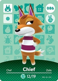 CHIEF # 086 ANIMAL CROSSING Series 1 AUTHENTIC Nintendo Amiibo Card US VERSION