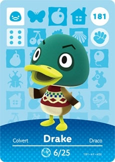 DRAKE # 181 ANIMAL CROSSING Series 2 AUTHENTIC Nintendo Amiibo Card US VERSION